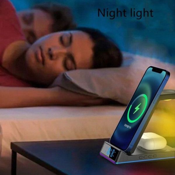5 In 1 Newest 15W Charger With Alarm And Night Light