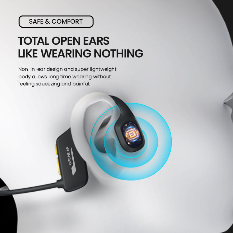 Open-Ear Dual BT MP3 Waterproof Bone Conduction Headphone Blue
